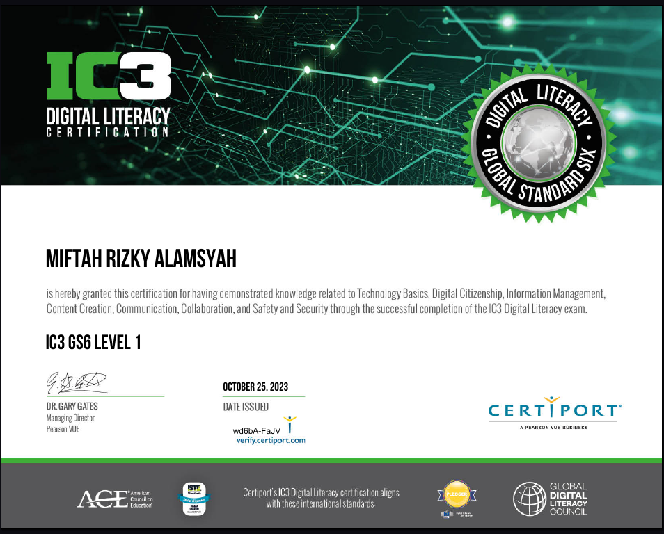 IC3 Digital Literacy Certification – Certiport
